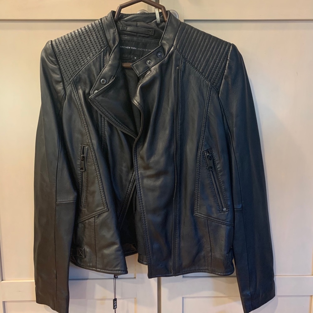 Marc NewYork Andrew Marc Black Moto Leather Jacket